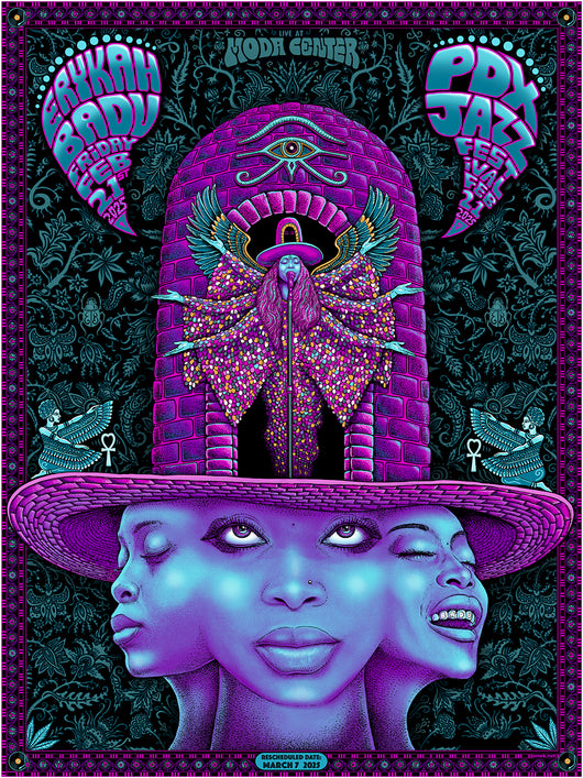 Erykah Badu Black Velvet Flocked Concert Poster